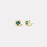 0.77ct Turquoise Tourmaline Heirloom Bezel Stud Earrings