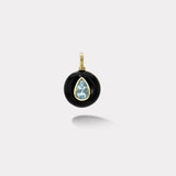 2.94ct Pear Aquamarine in Hand Carved Black Jade Lollipop Charm