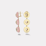 6.77ct Mixed Heart Sapphires in Hand Carved Pink Opal Lollipop Drop Earrings