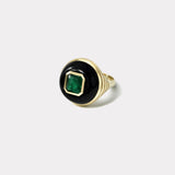 1.87ct Emerald Cut Emerald in Onyx Petite Lollipop Ring