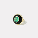 Petite Lollipop Ring - 2.19ct Oval Emerald in Hand Carved Black Jade