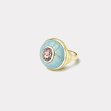 Petite Lollipop Ring - 2.51ct Oval Spinel in Hand Carved Milky Turquoise