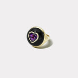 Petite Lollipop Ring - 2.76ct Heart Amethyst in Hand Carved Black Jade