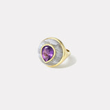 Petite Lollipop Ring - 3.03ct Pear Amethyst in Hand Carved Blue Lace Agate