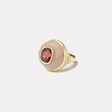 3.32ct Oval Pink Tourmaline in Hand Carved Guava Quartz Petite Lollipop Ring