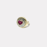 3.42ct Heart Garnet in Hand Carved Labradorite Petite Lollipop Ring