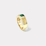 0.64ct Emerald Cut Emerald Pleated Solitaire Band