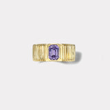 1.52ct Emerald Cut Purple Sapphire Pleated Solitaire Band