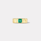 .72ct Emerald Cut Emerald Pleated Solitaire Band