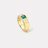 .72ct Emerald Cut Emerald Pleated Solitaire Band