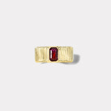 1.01ct Emerald Cut Ruby Pleated Solitaire Band