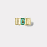 1.15ct Emerald Cut Emerald Pleated Solitaire Band