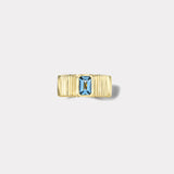 .37ct Emerald Cut Aquamarine Pleated Solitaire Band