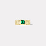 .40ct Emerald Cut Emerald Pleated Solitaire Band