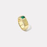 .40ct Emerald Cut Emerald Pleated Solitaire Band