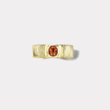 .68ct Peach/Oval Cushion Orange Sapphire Pleated Solitaire Band