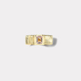 .74ct Emerald Cut Peach Sapphire Pleated Solitaire Band