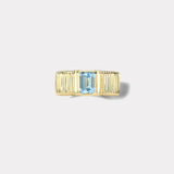 One of a kind Pleated Solitaire Band - .97ct Emerald Cut Aquamarine