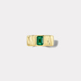 .99ct Emerald Cut Emerald Pleated Solitaire Band