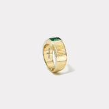 .99ct Emerald Cut Emerald Pleated Solitaire Band