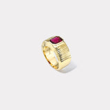 One of a kind Pleated Solitaire Band - 1.16ct Emerald Cut Rubellite