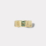 1.07ct Emerald cut Green Sapphire Pleated Solitaire Band