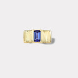 1.62ct Emerald Cut Tanzanite Pleated Solitaire Band