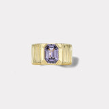 Pleated Solitaire Band - 2.15ct Emerald cut Purple Spinel
