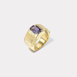 Pleated Solitaire Band - 2.15ct Emerald cut Purple Spinel