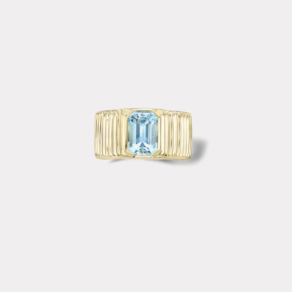 One of a kind Pleated Solitaire Band - 1.5ct Aquamarine – Retrouvai